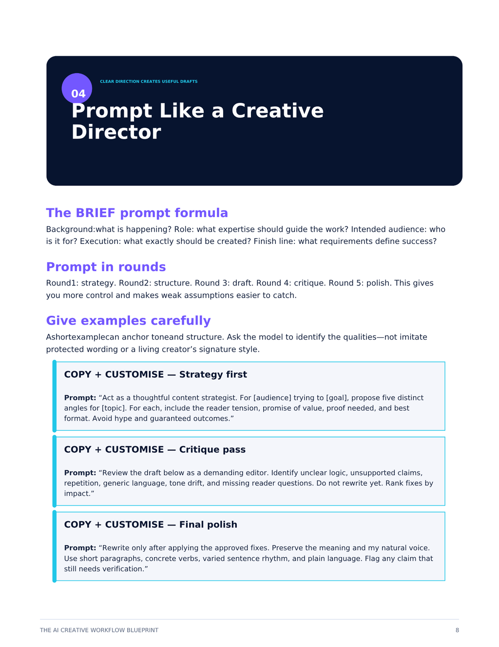 THE AI CREATIVE WORKFLOW BLUEPRINT